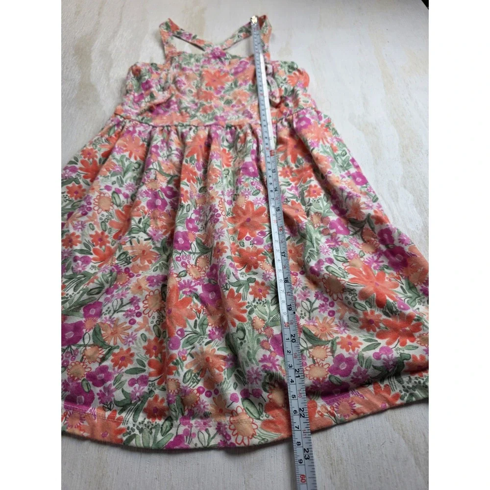 Carters  Girl 5T Floral Sundress Sleeveless Cottage Core Orange Pink